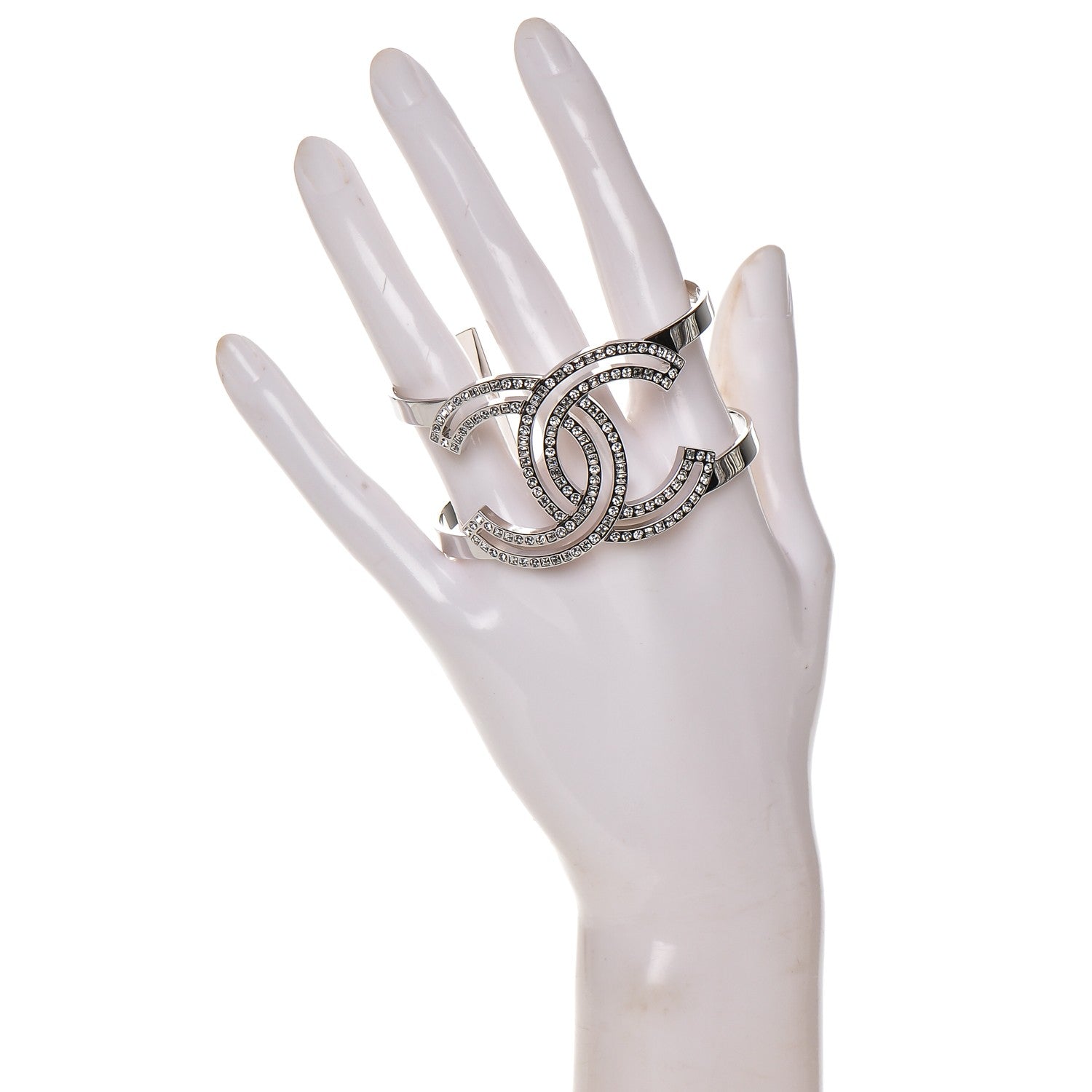Chanel Crystal CC Cuff Silver 2 of 4
