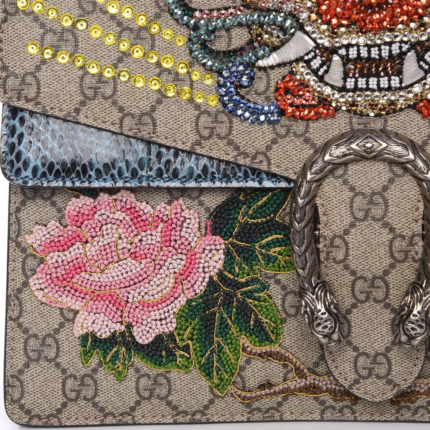 Gucci GG Supreme Monogram Python Embroidered Medium Dionysus Shoulder Bag 9 of 9