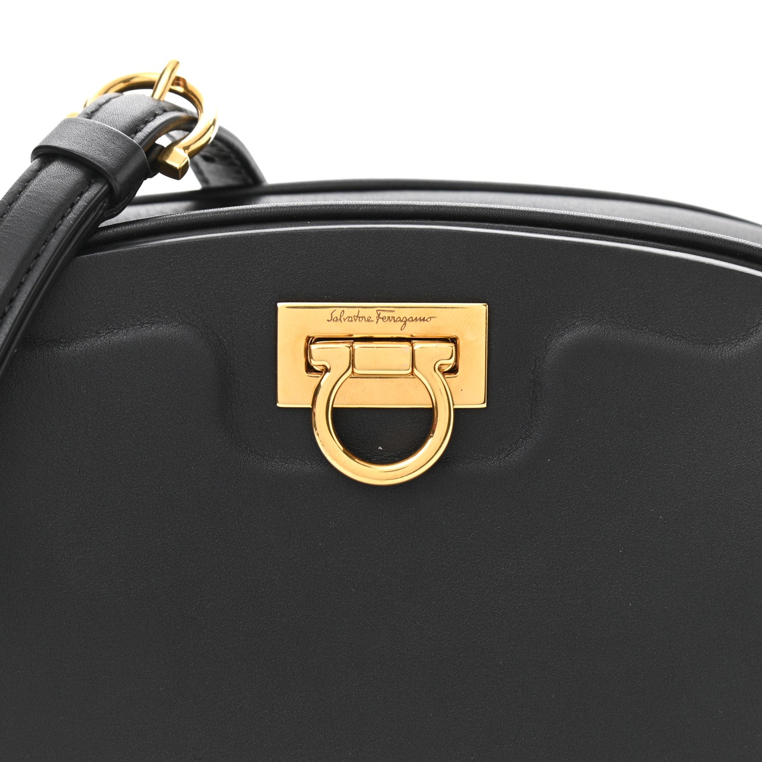 Salvatore Ferragamo Calfskin Trifolio Camera Crossbody Bag Black 6 of 9