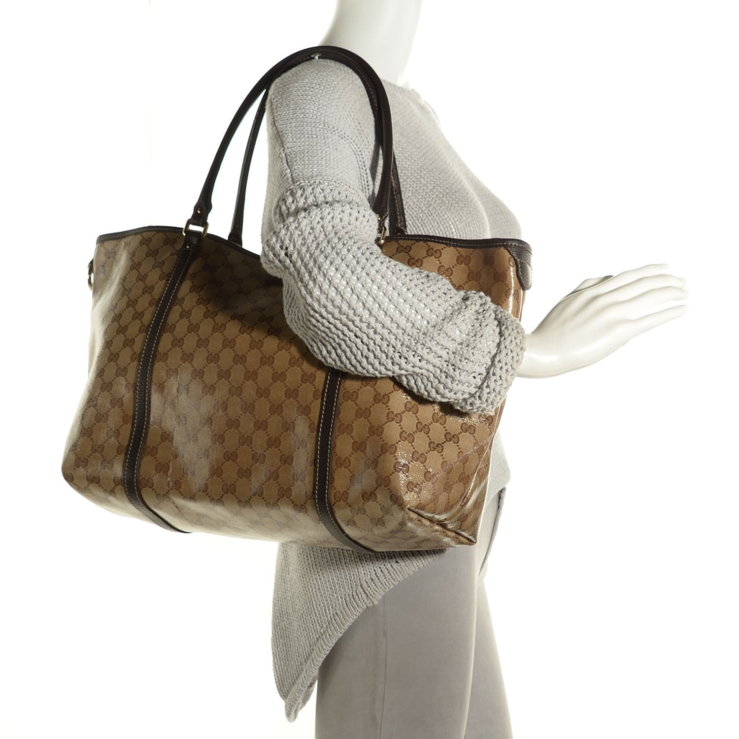 Gucci Crystal Monogram Large Joy Tote Beige Ebony Testa di Moro 2 of 7