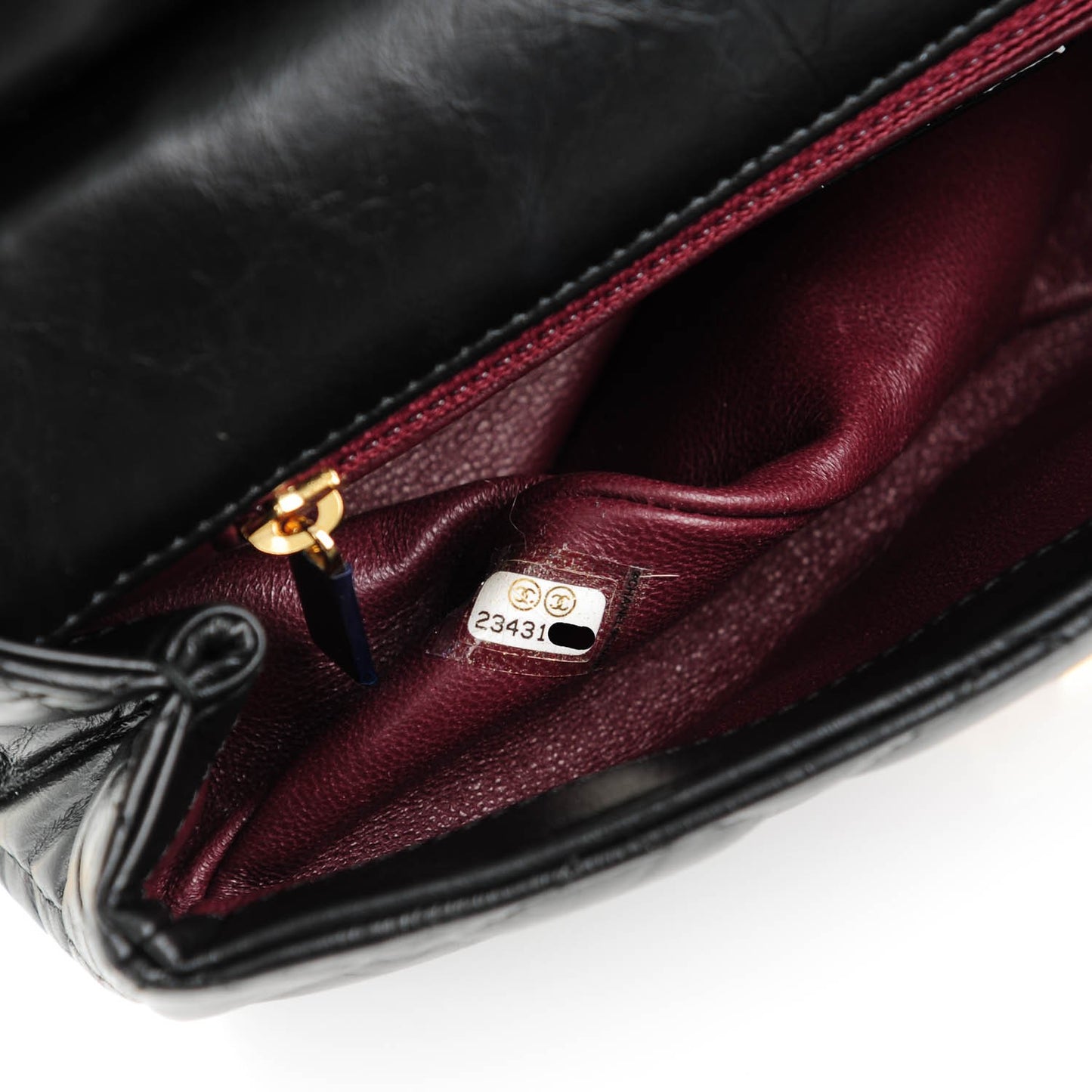 Aged Calfskin Quilted 2.55 Reissue Mini Hanger Flap Black
