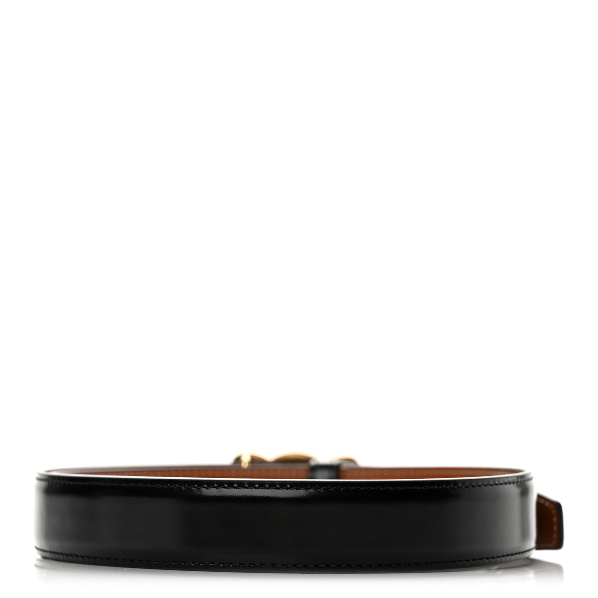 Celine Box Calfskin Medium 25mm Triomphe Reversible Belt 75 30 Black Tan 2 of 8