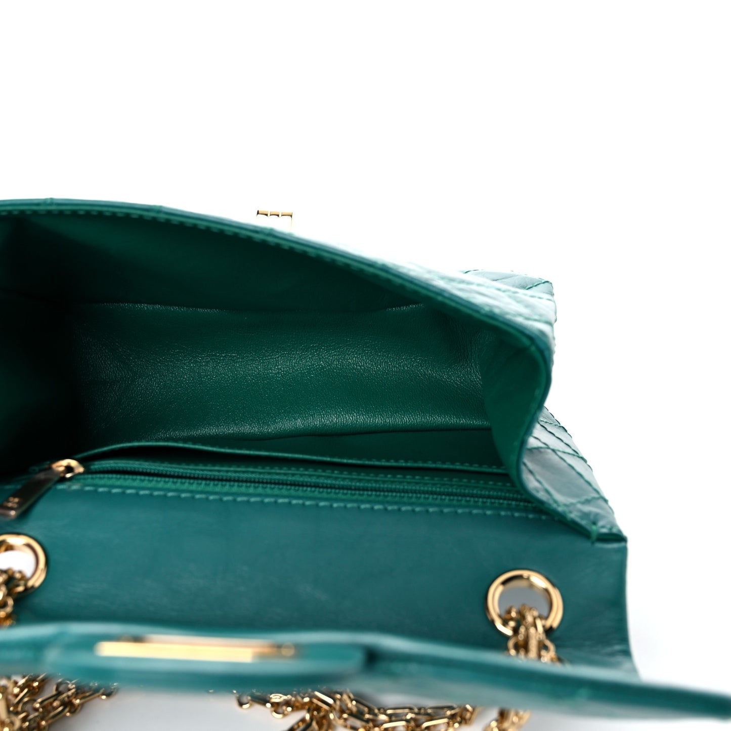 Aged Calfskin Quilted 2.55 Reissue Mini Flap Green