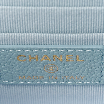 Chanel Caviar Quilted Small Tiny CC Vanity Case With Chain Light Blue 7 of 10