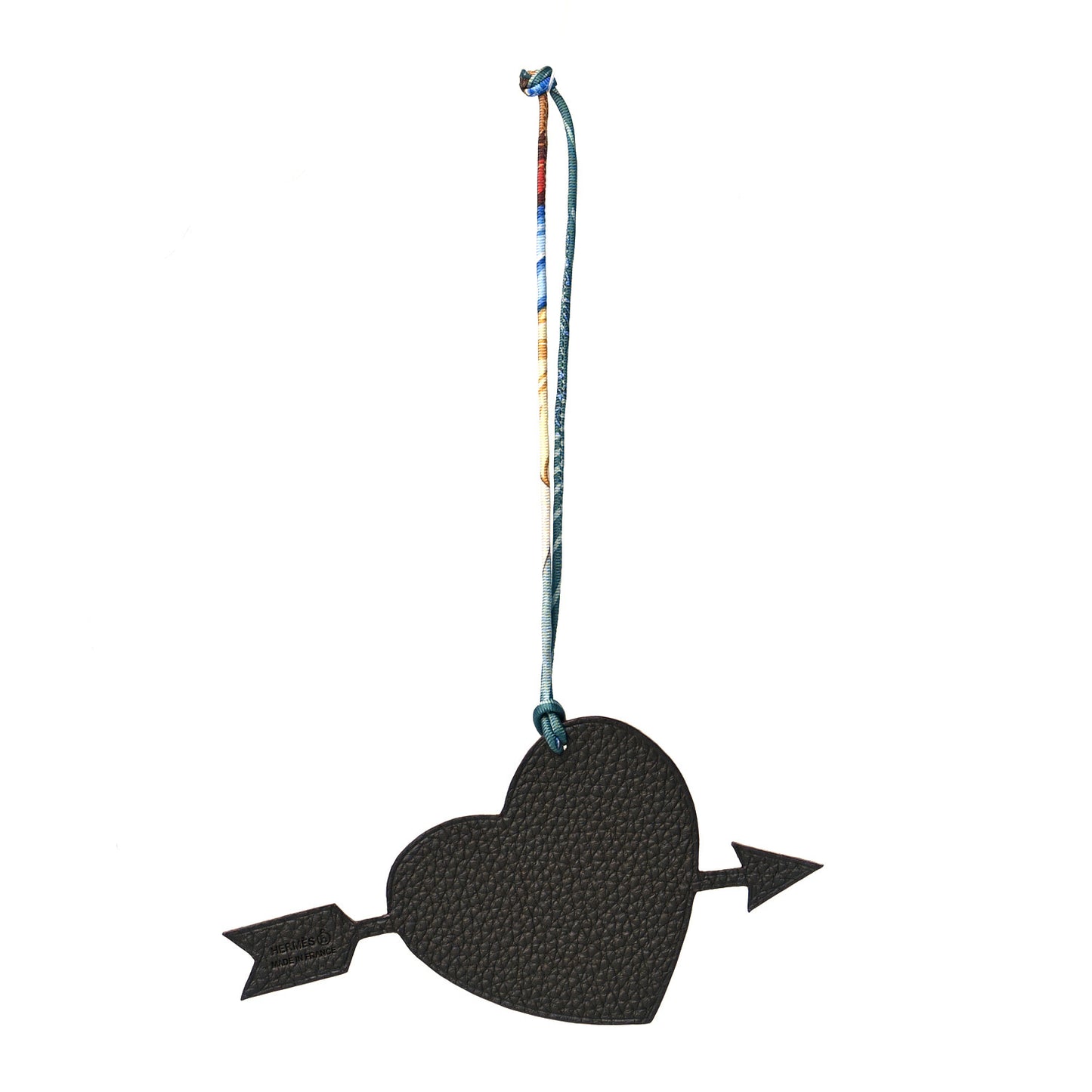 Togo Epsom Petit H Heart Arrow Bag Charm Chocolate Etoupe