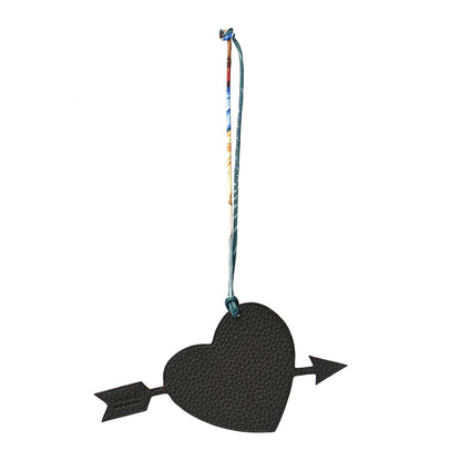 Hermes Togo Epsom Petit H Heart Arrow Bag Charm Chocolate Etoupe 1 of 5