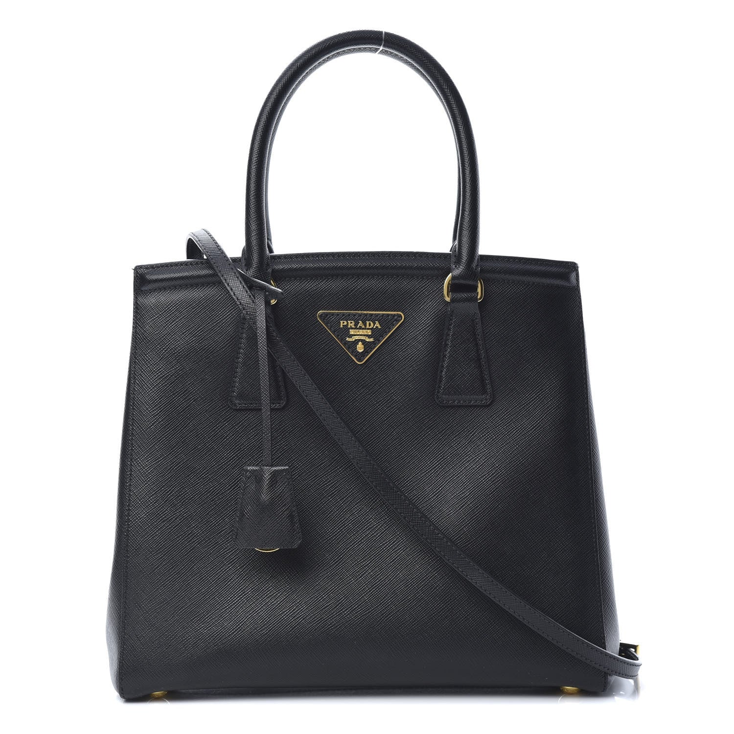 Prada Saffiano Lux Small Parabole Tote Black 1 of 12