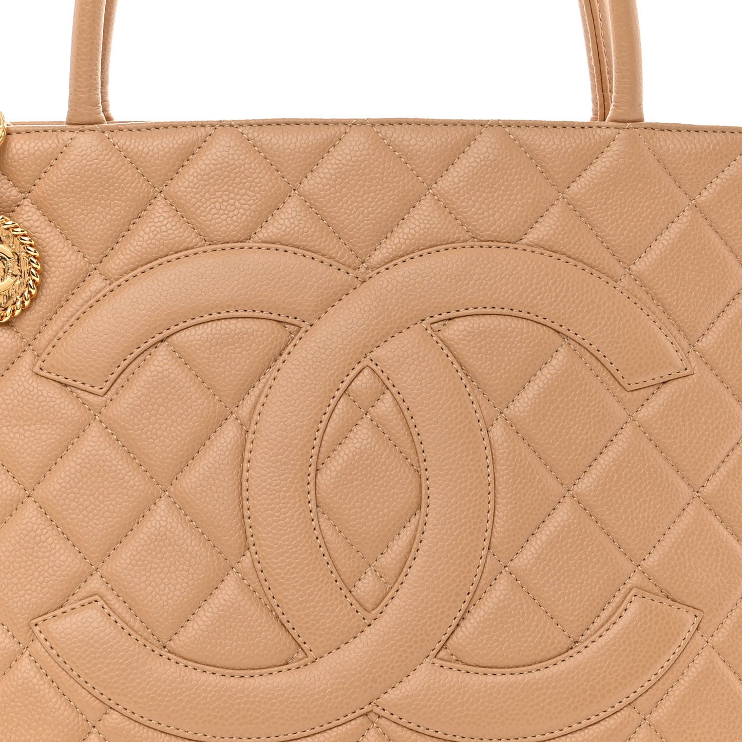 Caviar Quilted Medallion Tote Beige