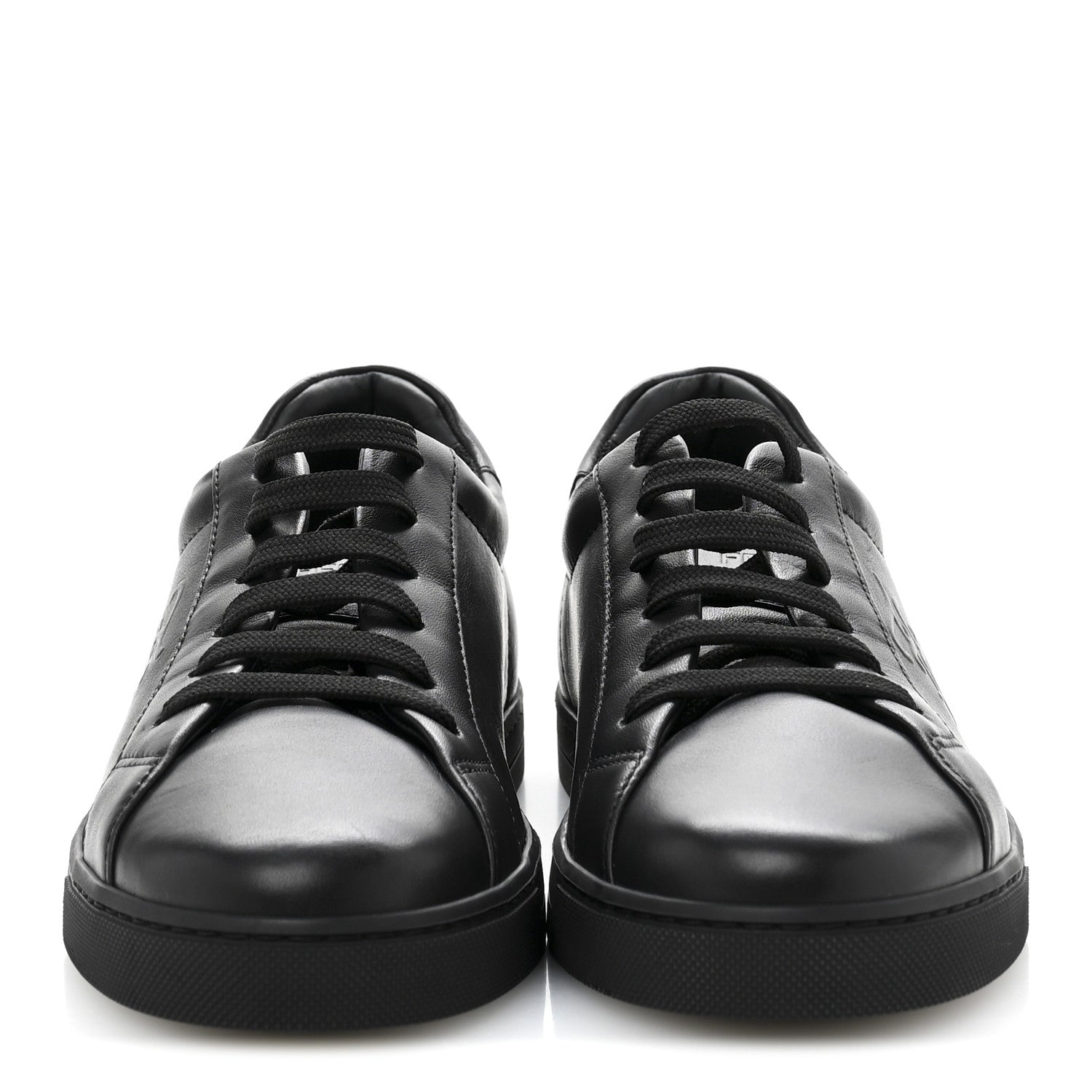 Fendi Vitello Karligraphy Embossed Low Top Sneakers 38 Black 3 of 9