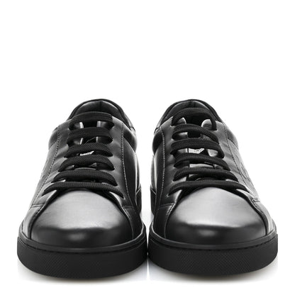 Fendi Vitello Karligraphy Embossed Low Top Sneakers 38 Black 3 of 9
