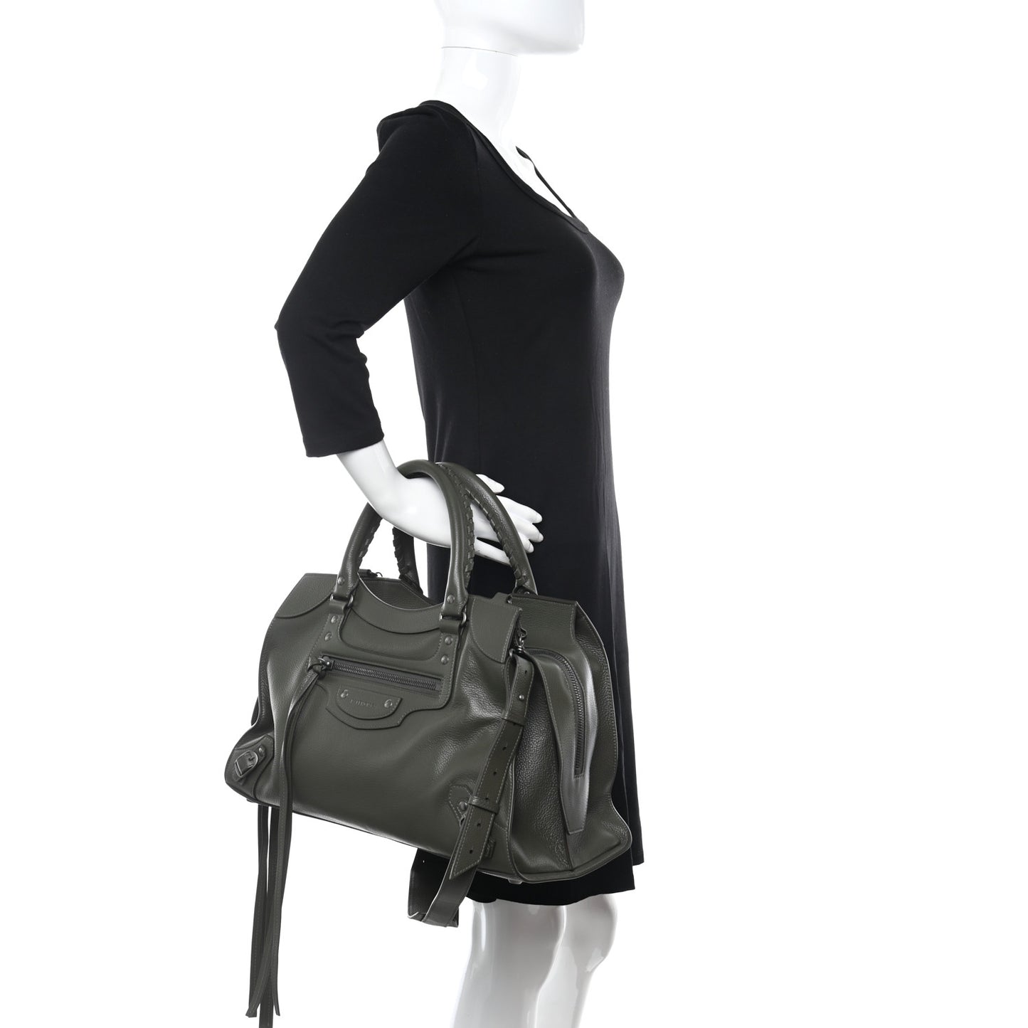 Grained Calfskin Neo Classic Silver Hardware Medium City Khaki