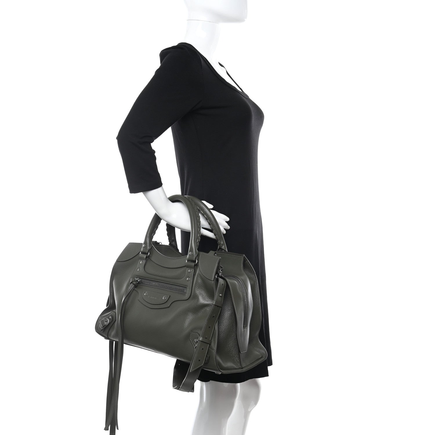 Balenciaga Grained Calfskin Neo Classic Silver Hardware Medium City Khaki 2 of 9
