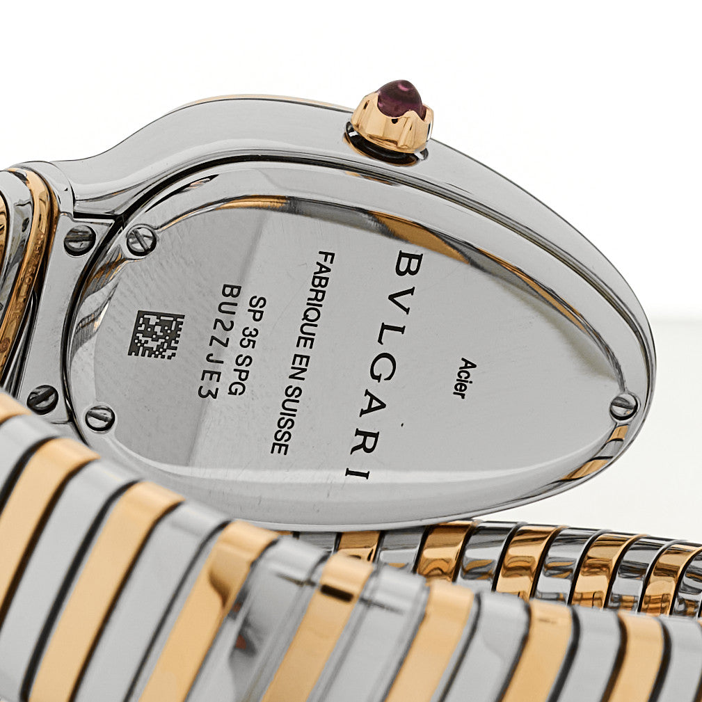Bulgari Stainless Steel 18K Rose Gold Diamond Bezel 35mm Serpenti Tubogas Quartz Watch 4 of 5