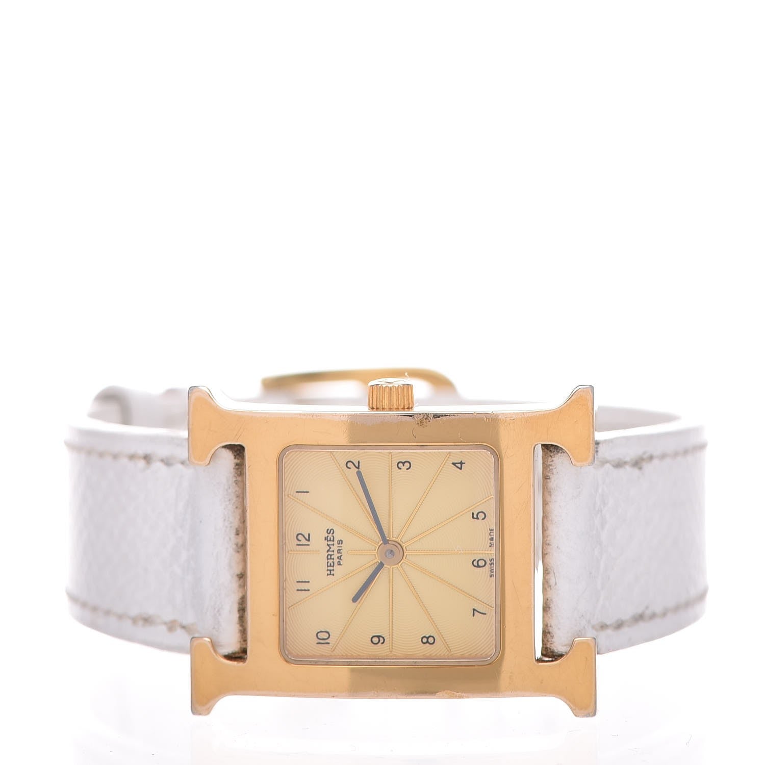 Hermes Stainless Steel Epsom 21mm Heure H Hour Quartz Watch Blanc 3 of 6