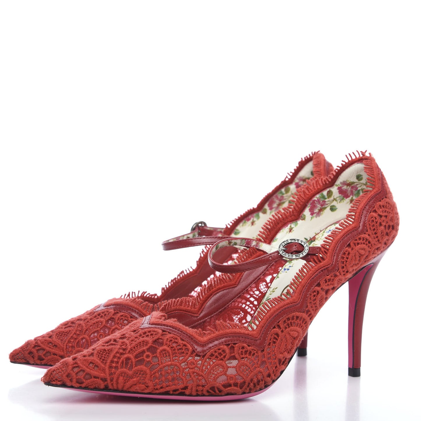 Lace Pizzo Venice Pumps 39 Hibiscus Red