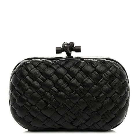 Nappa Intrecciato Knot Clutch Black