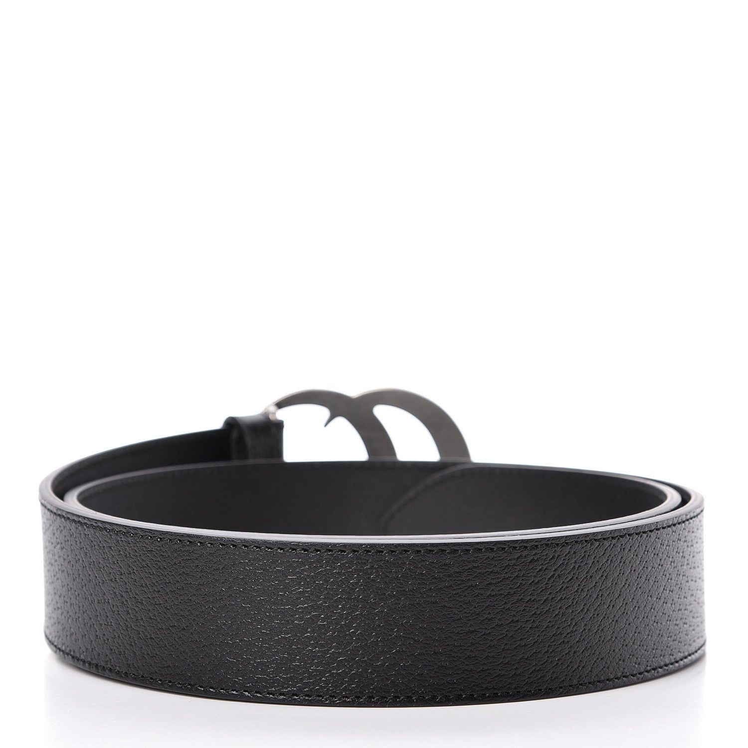 Gucci Textured Dollar Calfskin Nickel Double G 40mm Belt 90 36 Black 3 of 6