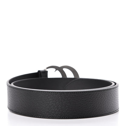 Gucci Textured Dollar Calfskin Nickel Double G 40mm Belt 90 36 Black 3 of 6