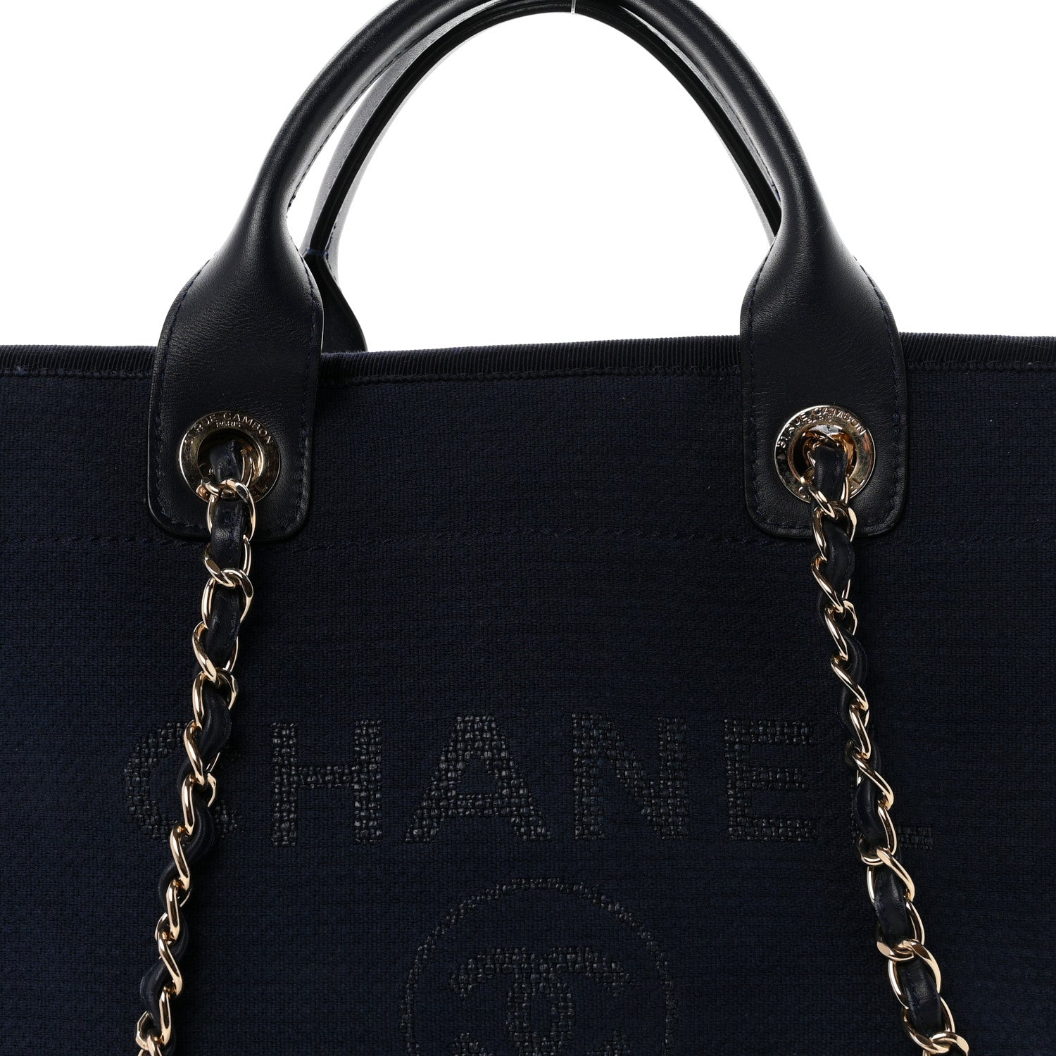Chanel Mixed Fibers Calfskin Medium Deauville Tote Navy Blue 9 of 11