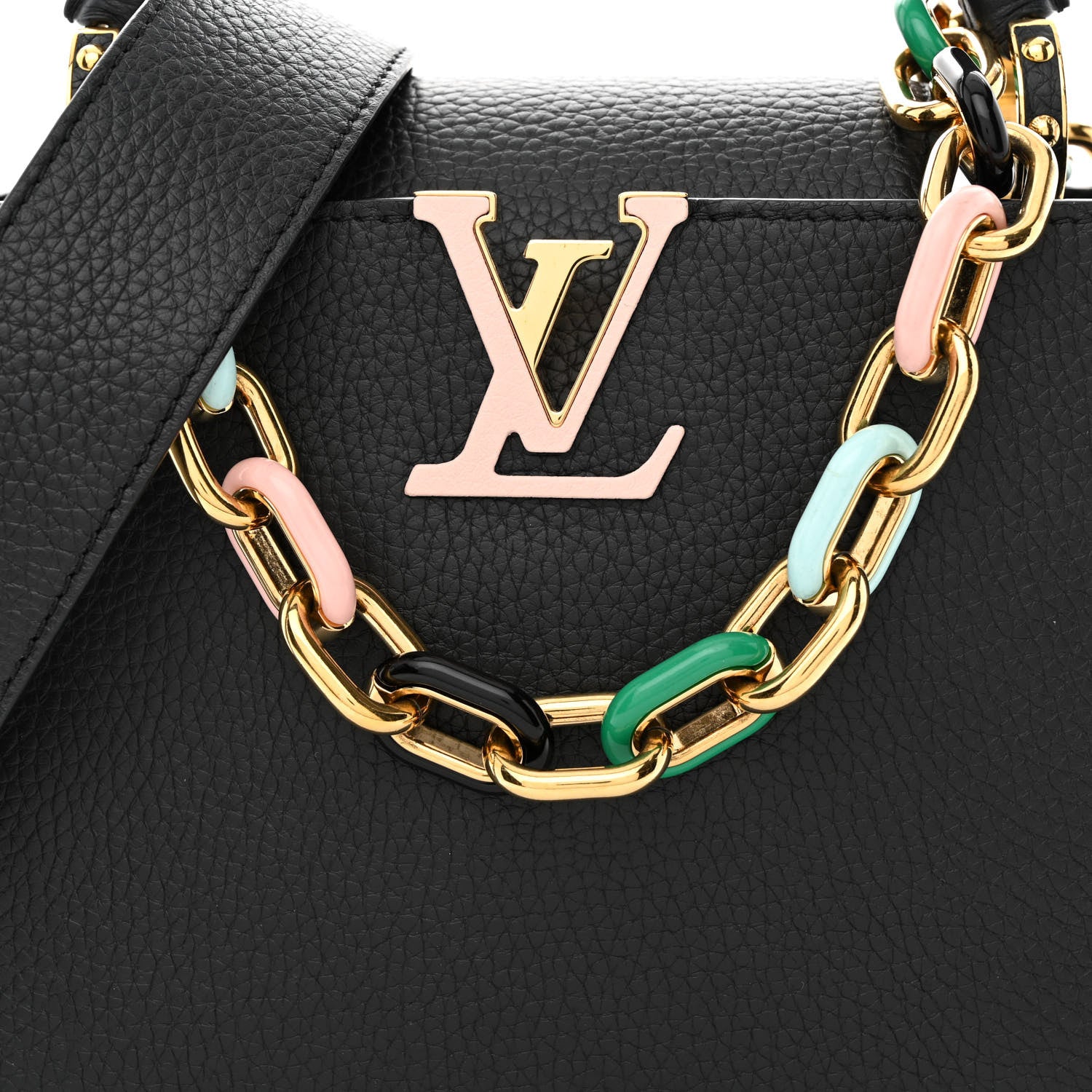 Louis Vuitton Taurillon Enamel Chain Capucines BB Black Multicolor 7 of 9