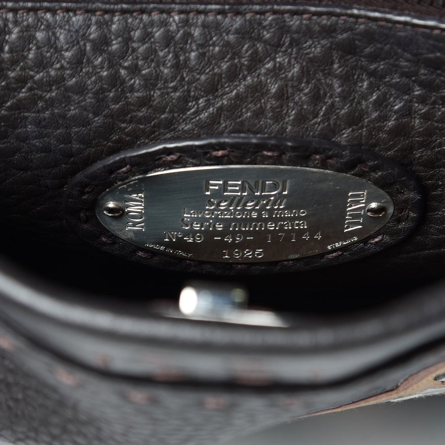 Calfskin Romano Selleria Mini Peekaboo Iconic Fit Satchel Brown
