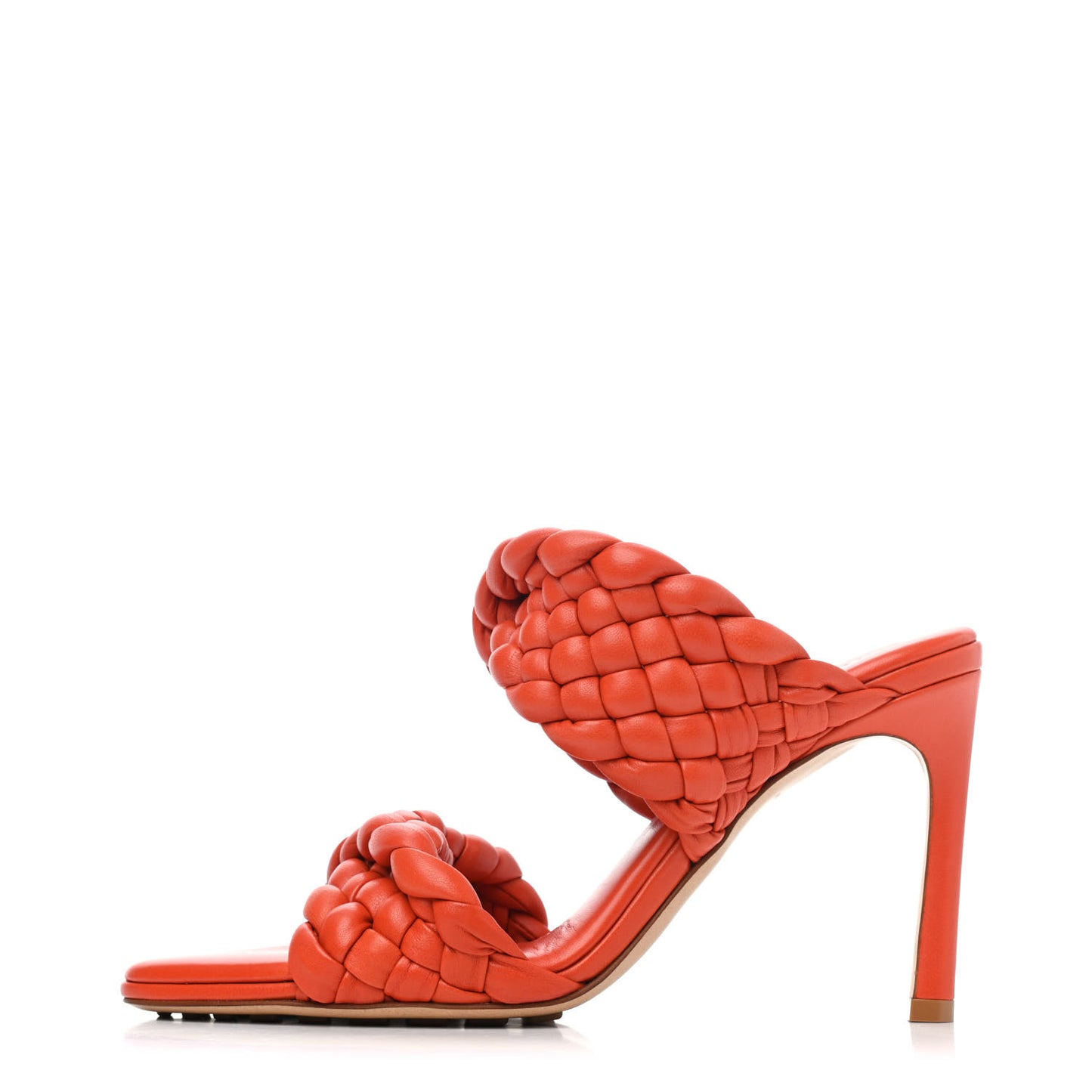 Nappa Twisted Padded Intrecciato Curve Slide Sandals 36 Paprika