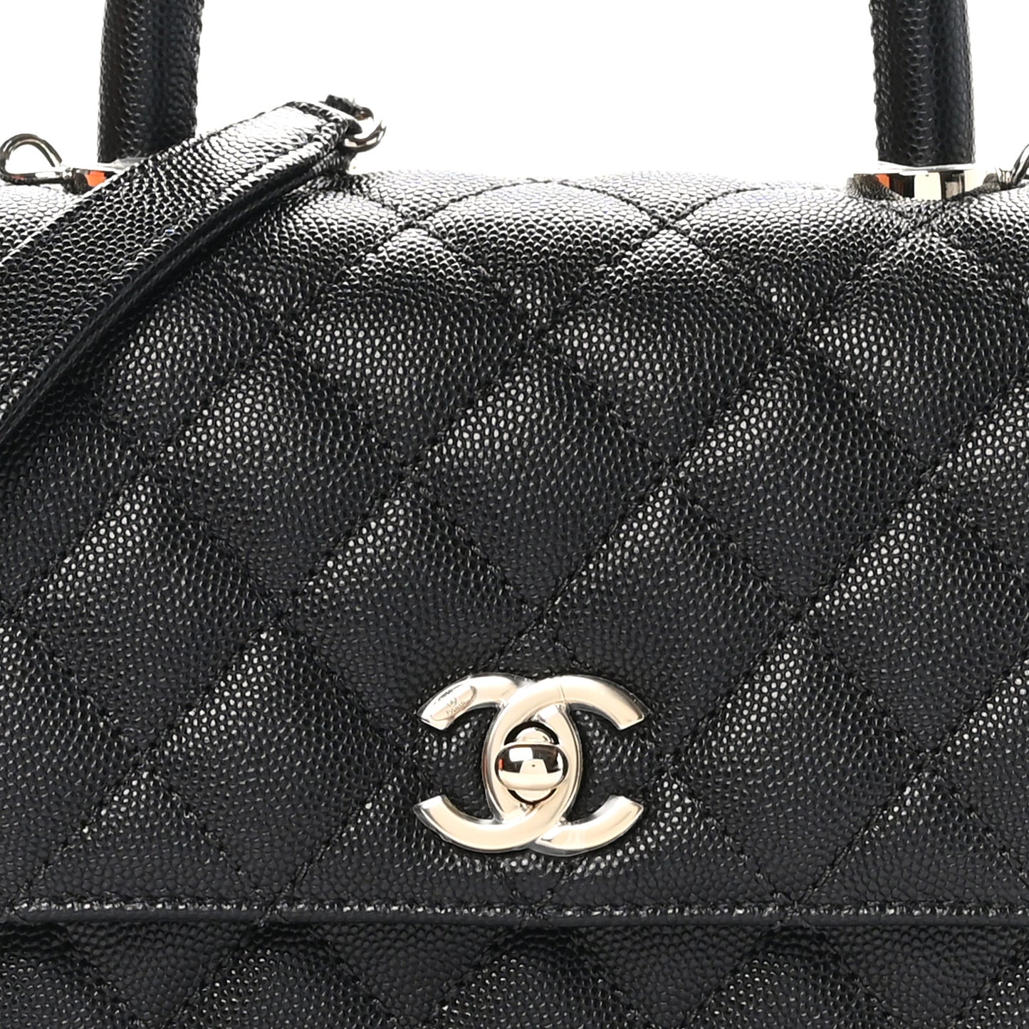 Caviar Quilted Mini Coco Handle Flap Black