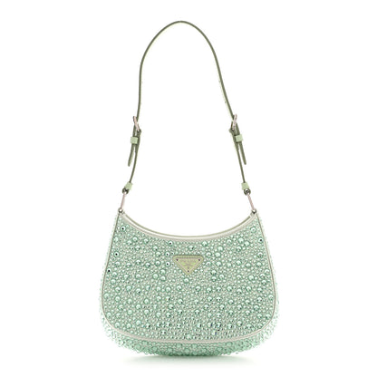 Prada Satin Crystal Cleo Adjustable Strap Shoulder Bag Acqua 1 of 11