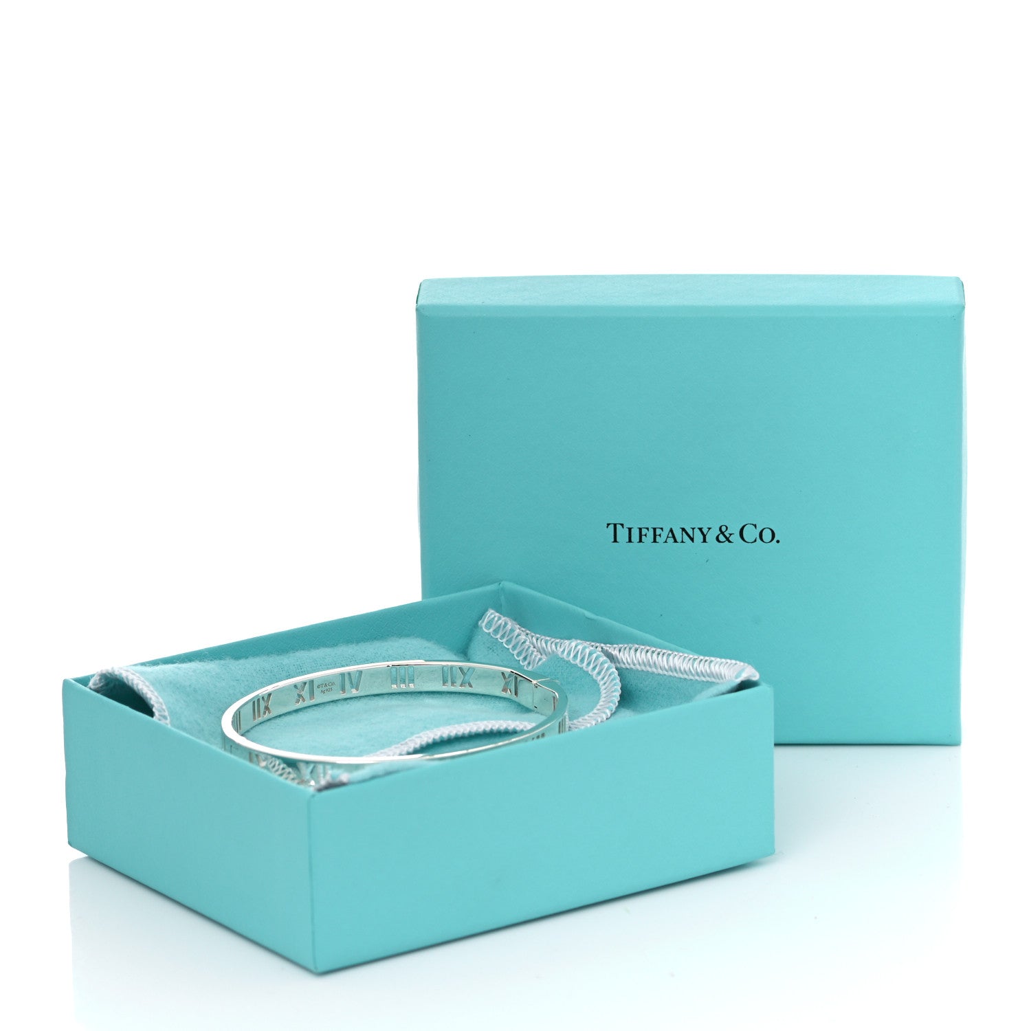 Tiffany Sterling Silver Atlas Pierced Hinged Bangle Bracelet 6 of 6