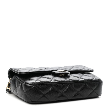 Chanel Caviar Quilted Flap Phone Holder With Chain Black 3 of 4