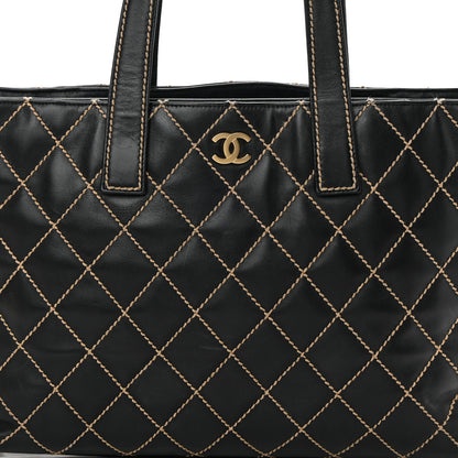 Chanel Calfskin Wild Stitch Large Tote Black 7 of 17