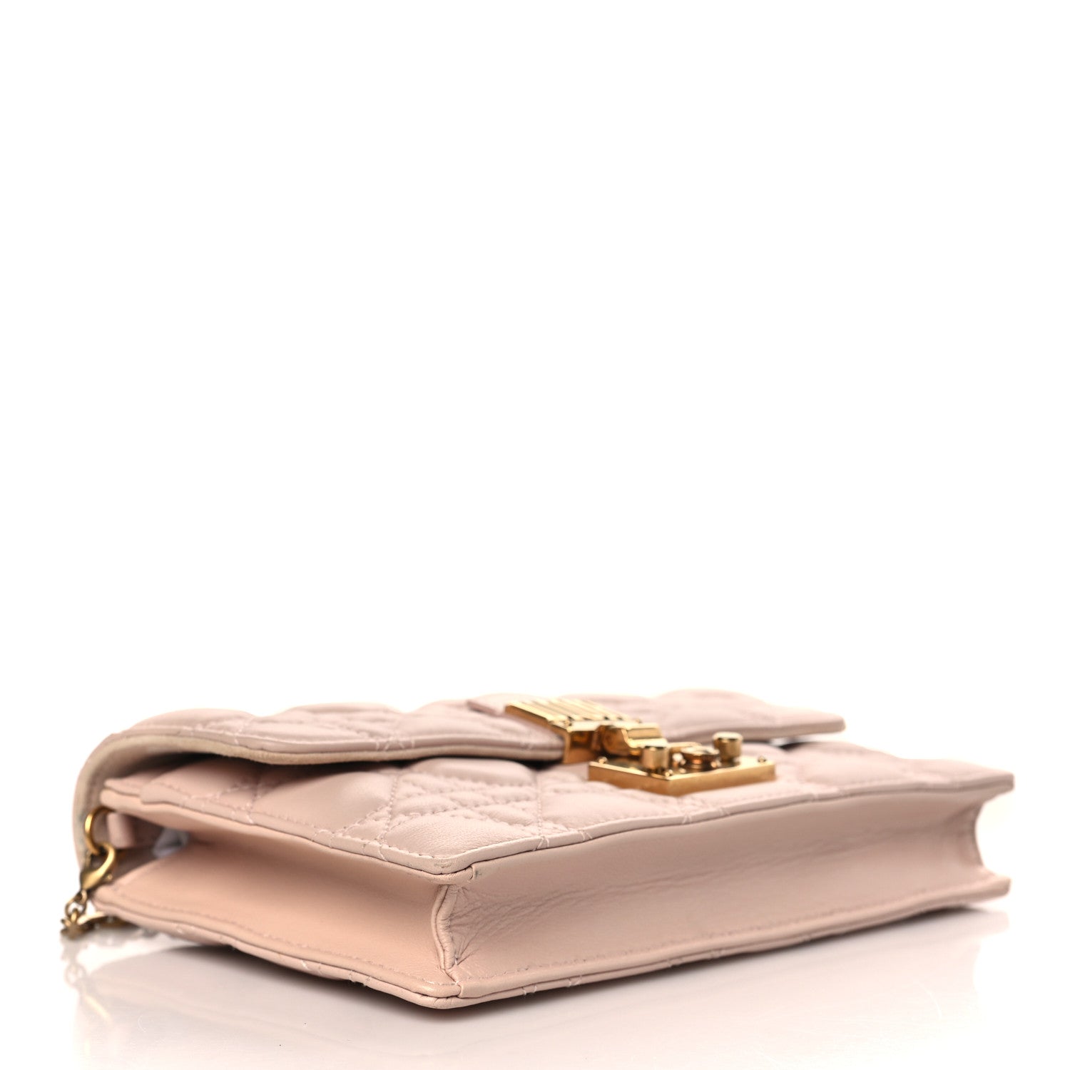 Christian Dior Lambskin Cannage Dioraddict Wallet on Chain Clutch Rose Poudre 4 of 9