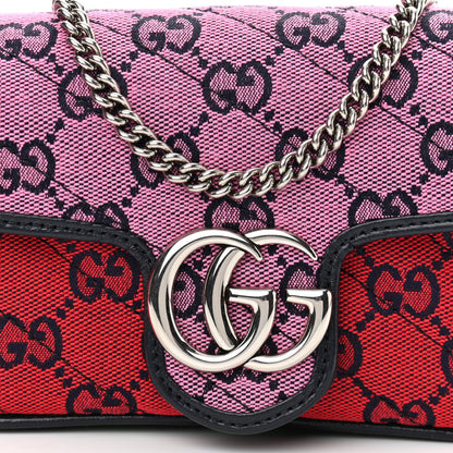 Gucci Monogram Multicolor Matelasse Diagonal Super Mini GG Marmont Shoulder Bag Pink Blue Red Yellow Green 8 of 10