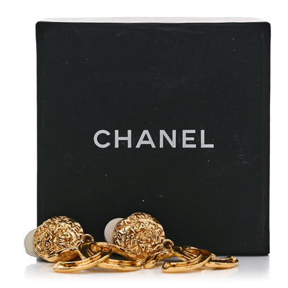 Chanel Metal CC Logo Drop Clip On Earrings Gold 5 of 5
