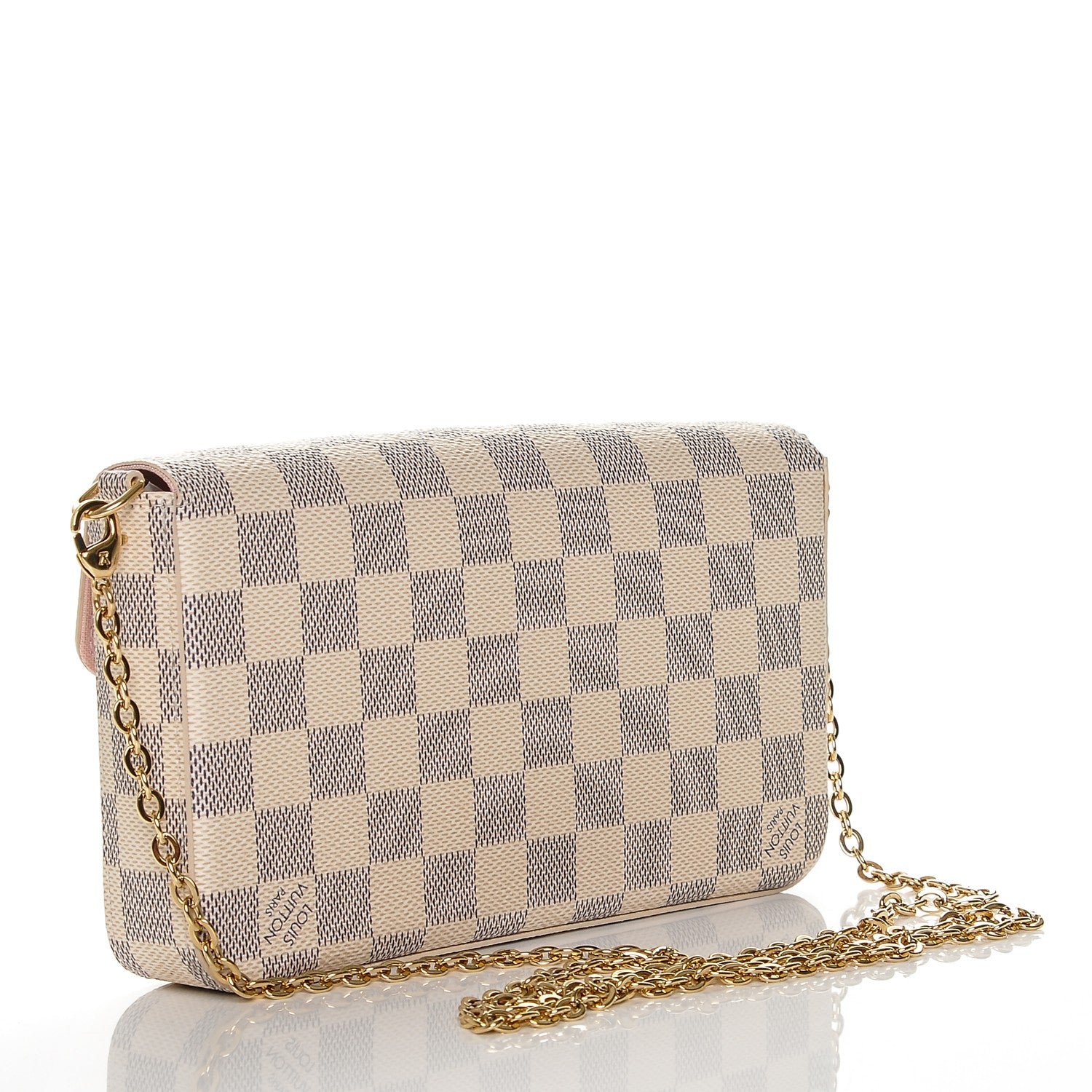 Louis Vuitton Damier Azur Pochette Felicie Chain Wallet Rose Ballerine 3 of 6