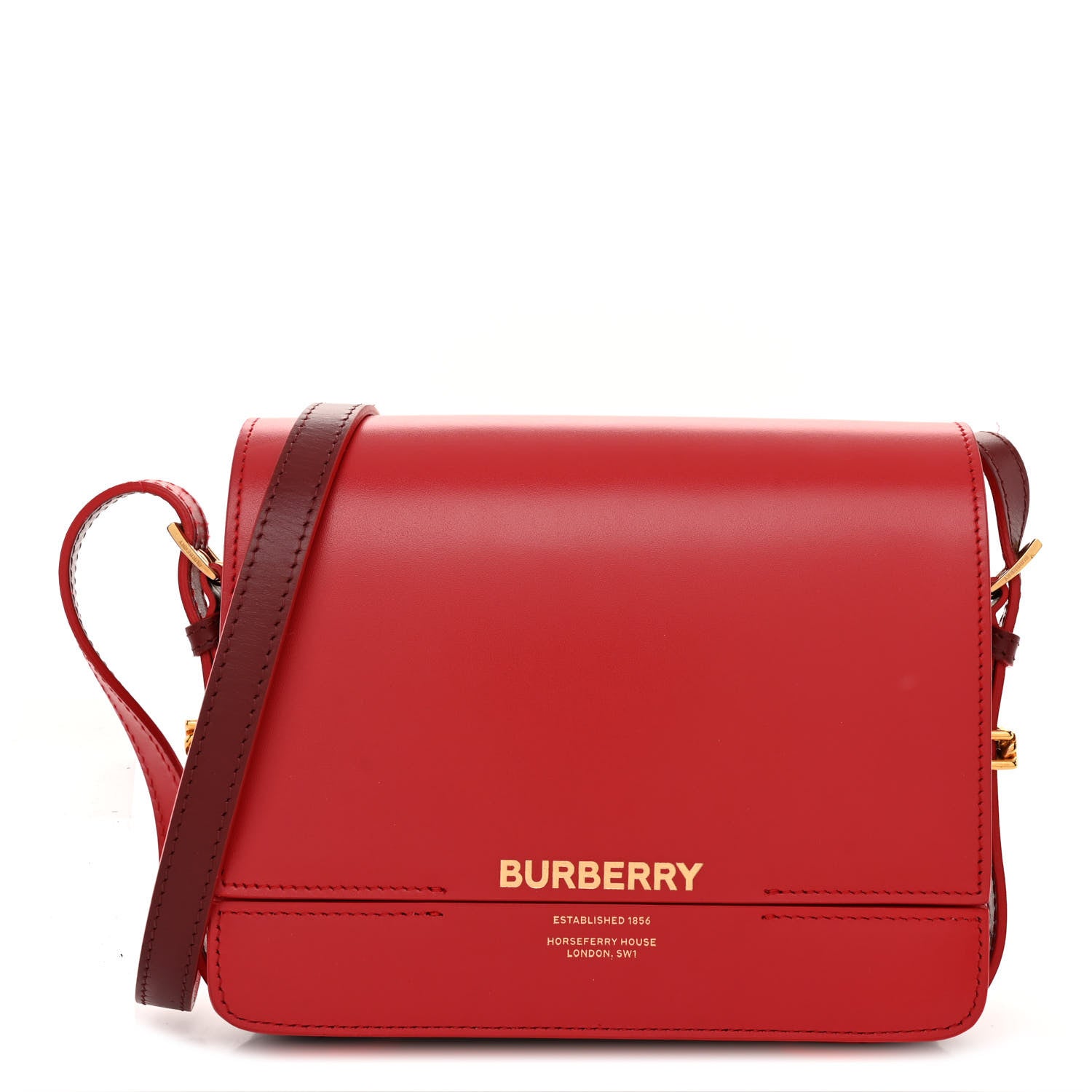 Burberry Smooth Calfskin Small Two Tone Grace Bag Red 1 of 10