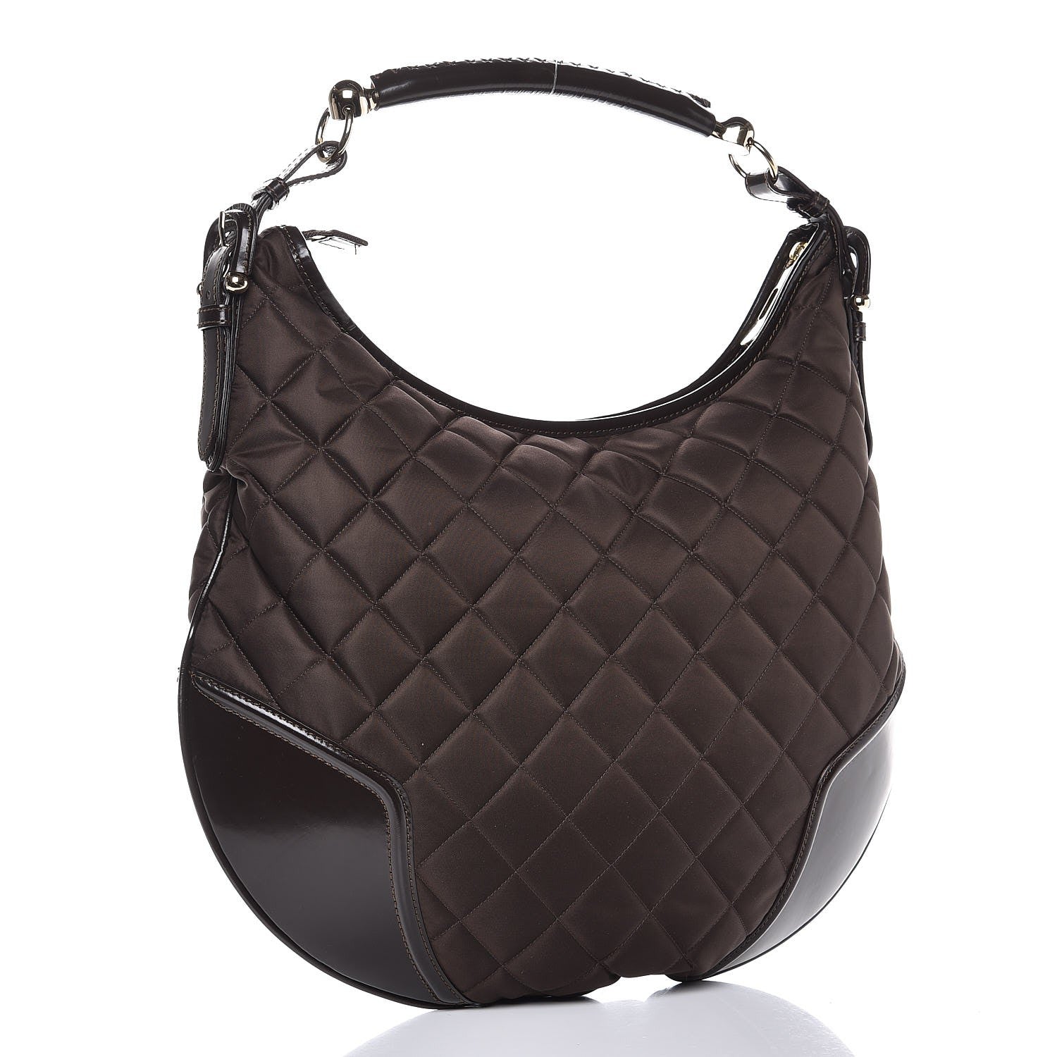Burberry Nylon Calfskin Quilted Hoxton Hobo Brown 3 of 8