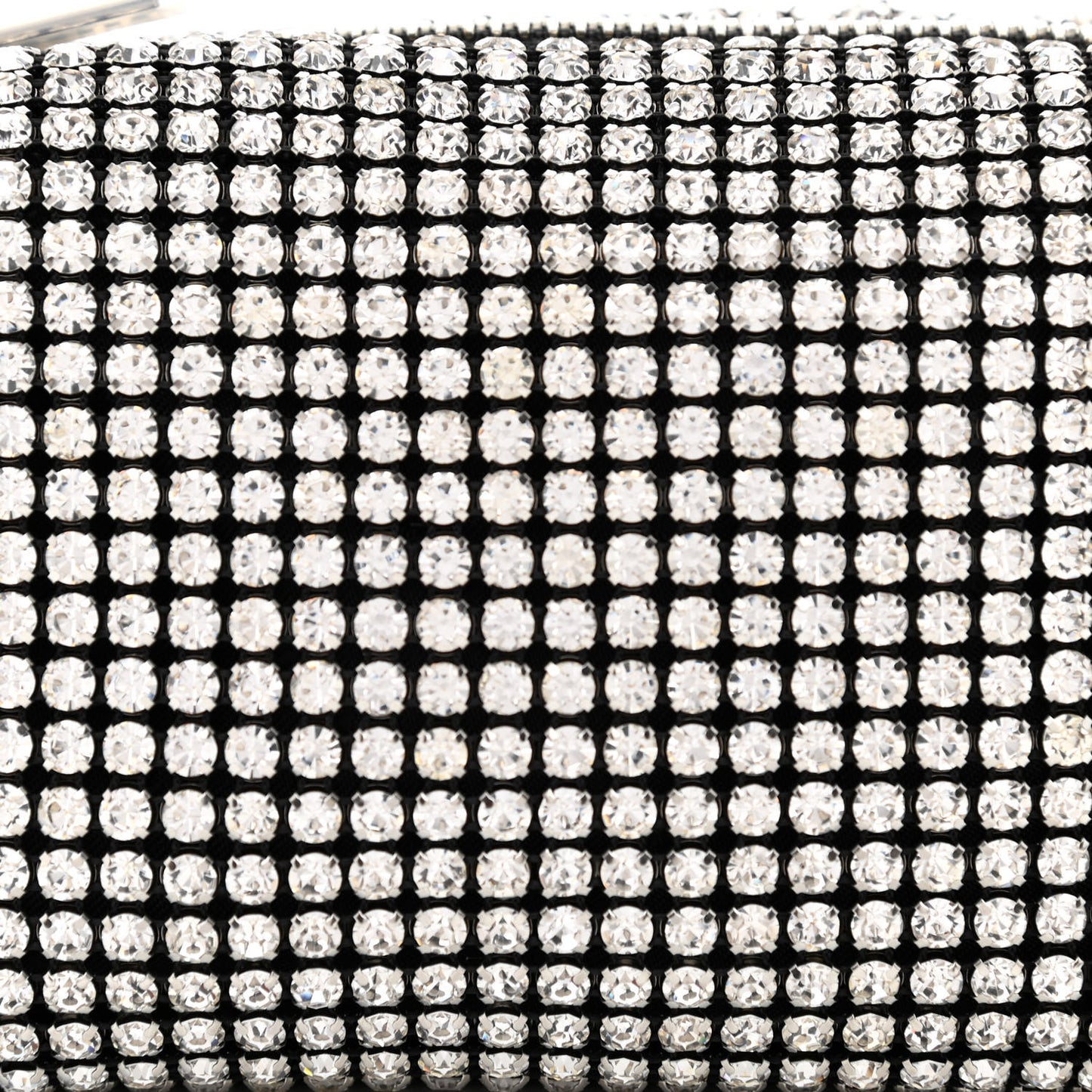 Mesh Crystal Rhinestone Mini Heiress Pouch Black Silver