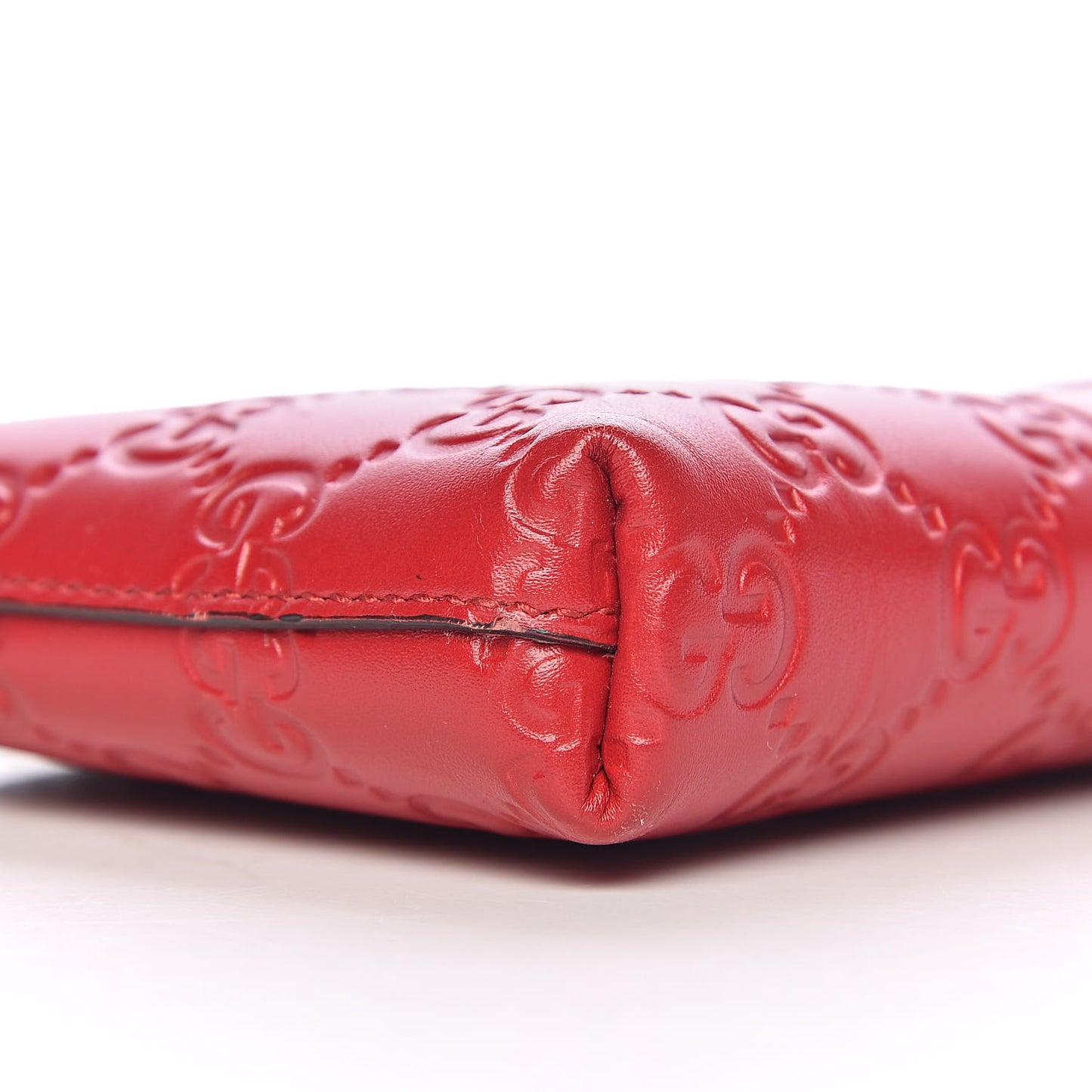 Guccissima Signature Wrist Wallet Hibiscus Red