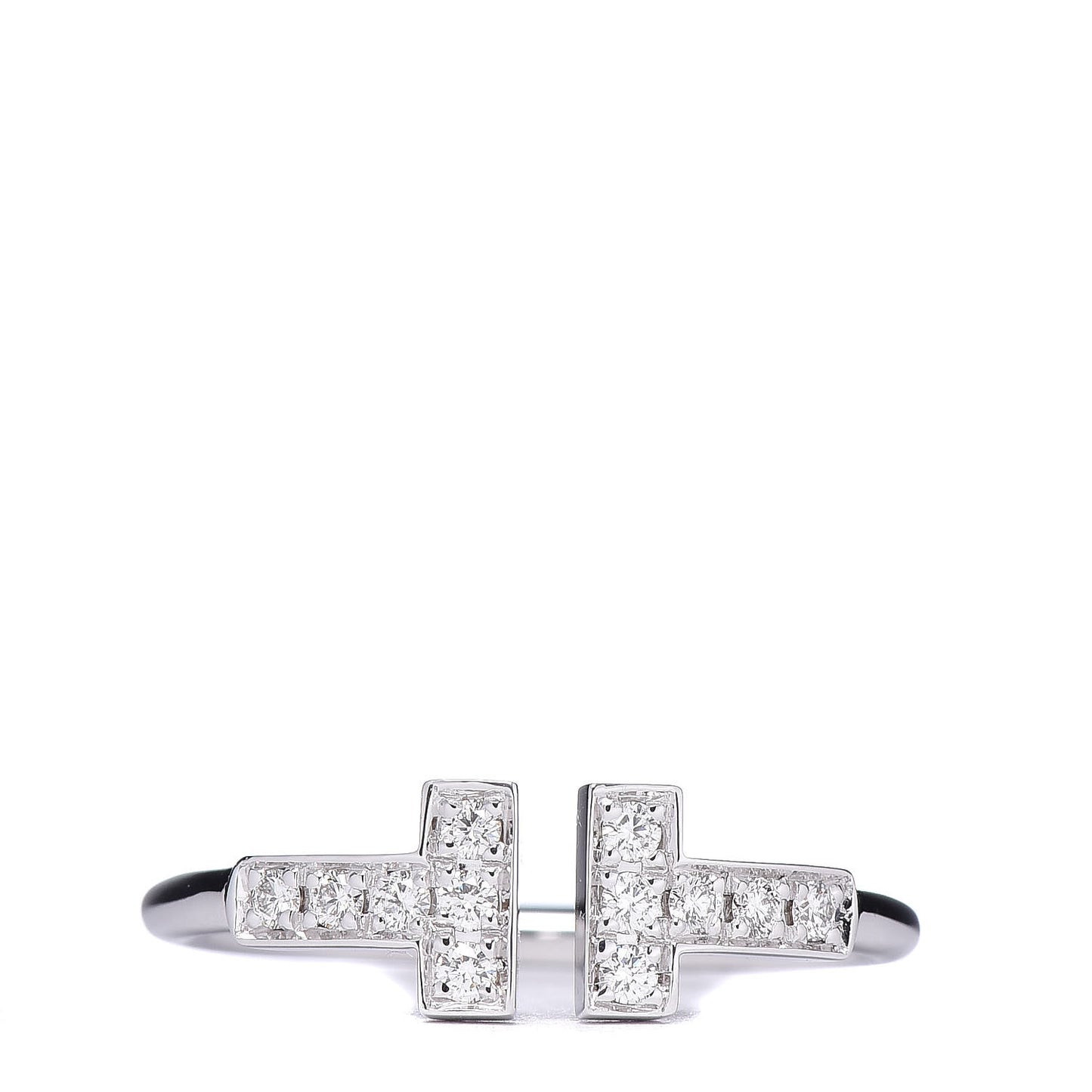 18K White Gold Diamond T Wire Ring 50 5.5