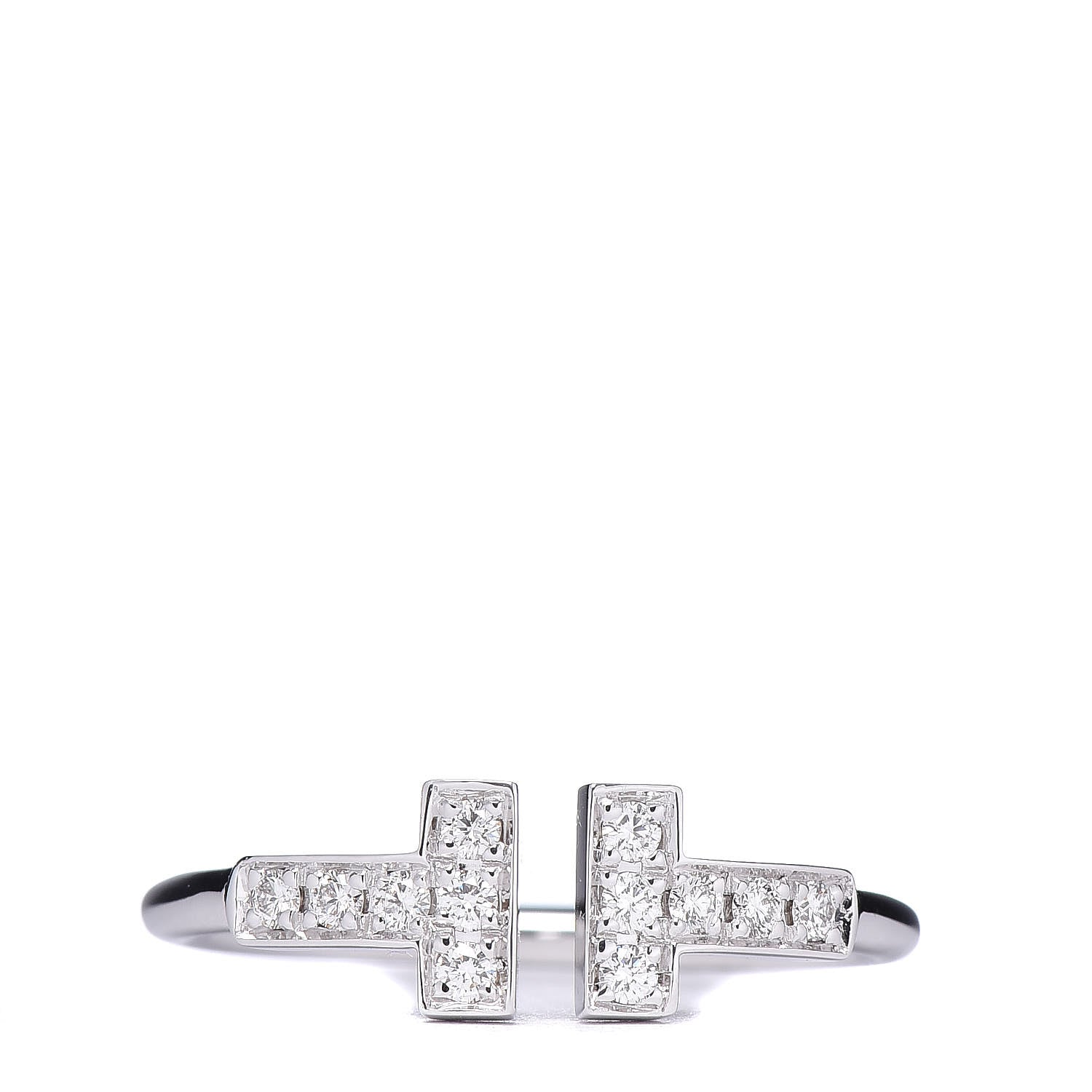 Tiffany 18K White Gold Diamond T Wire Ring 50 5.5 1 of 5