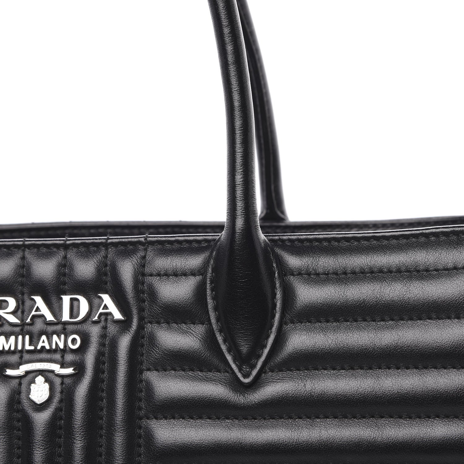 Prada Soft Calfskin Impunture Diagramme Tote Black 10 of 10