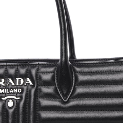 Prada Soft Calfskin Impunture Diagramme Tote Black 10 of 10