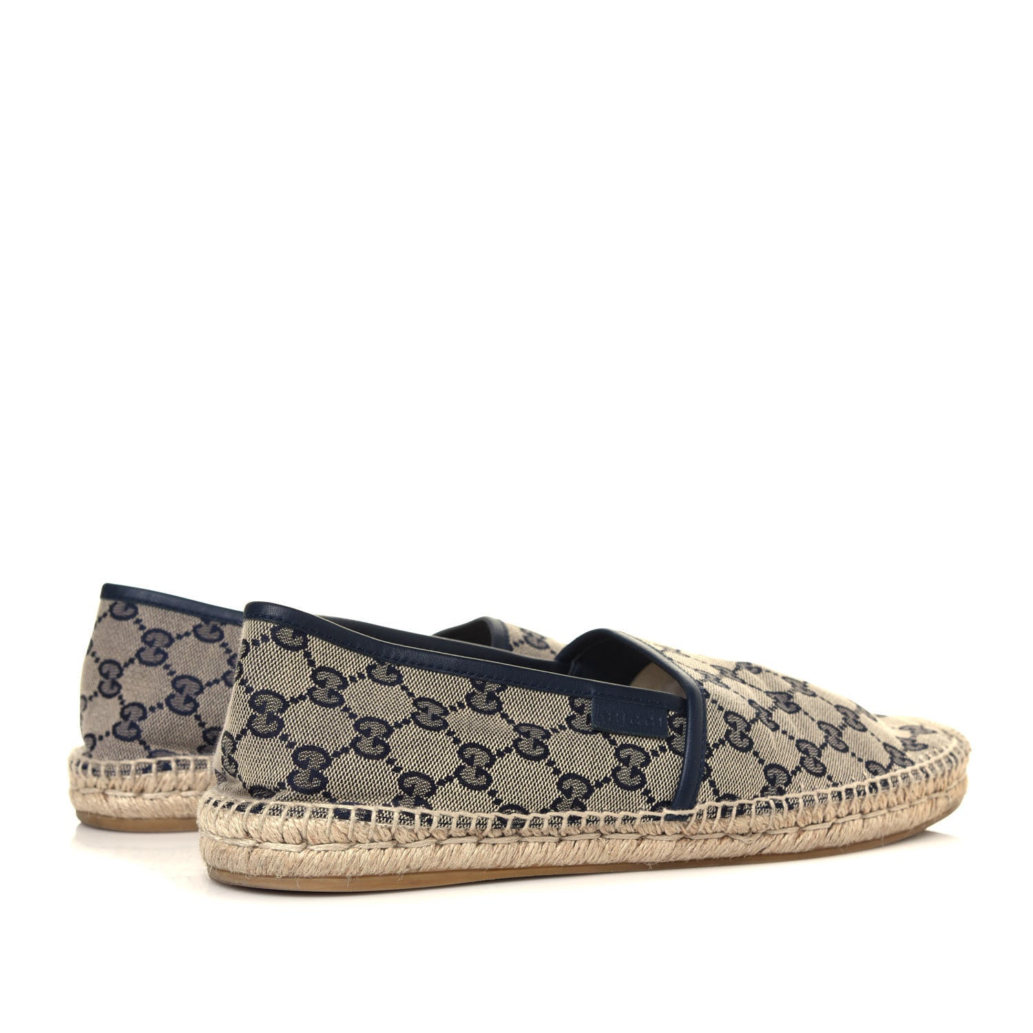 Gucci Monogram Miro Soft Calfskin Mens Espadrilles 10 Beige Blue 4 of 7