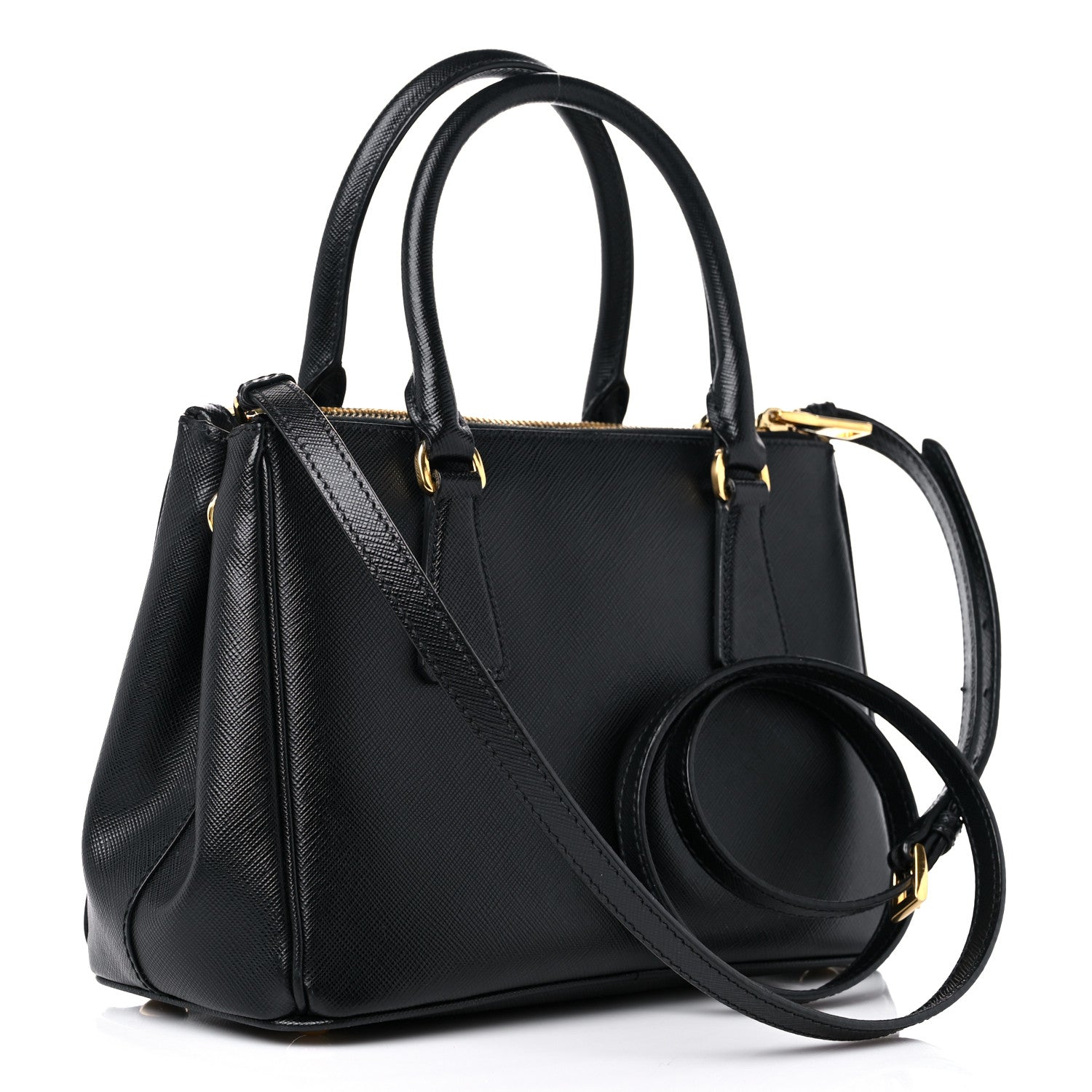 Prada Saffiano Mini Galleria Double Zip Tote Black 3 of 12