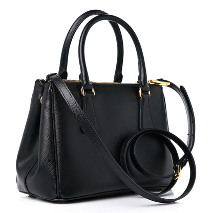 Prada Saffiano Mini Galleria Double Zip Tote Black 3 of 12