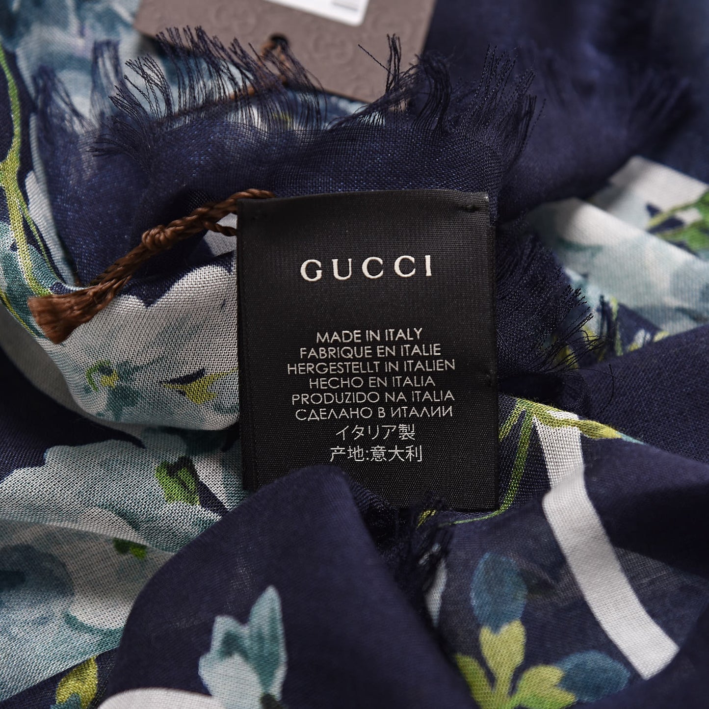 Modal Silk New Bloomy Shawl Midnight Blue Sky Blue