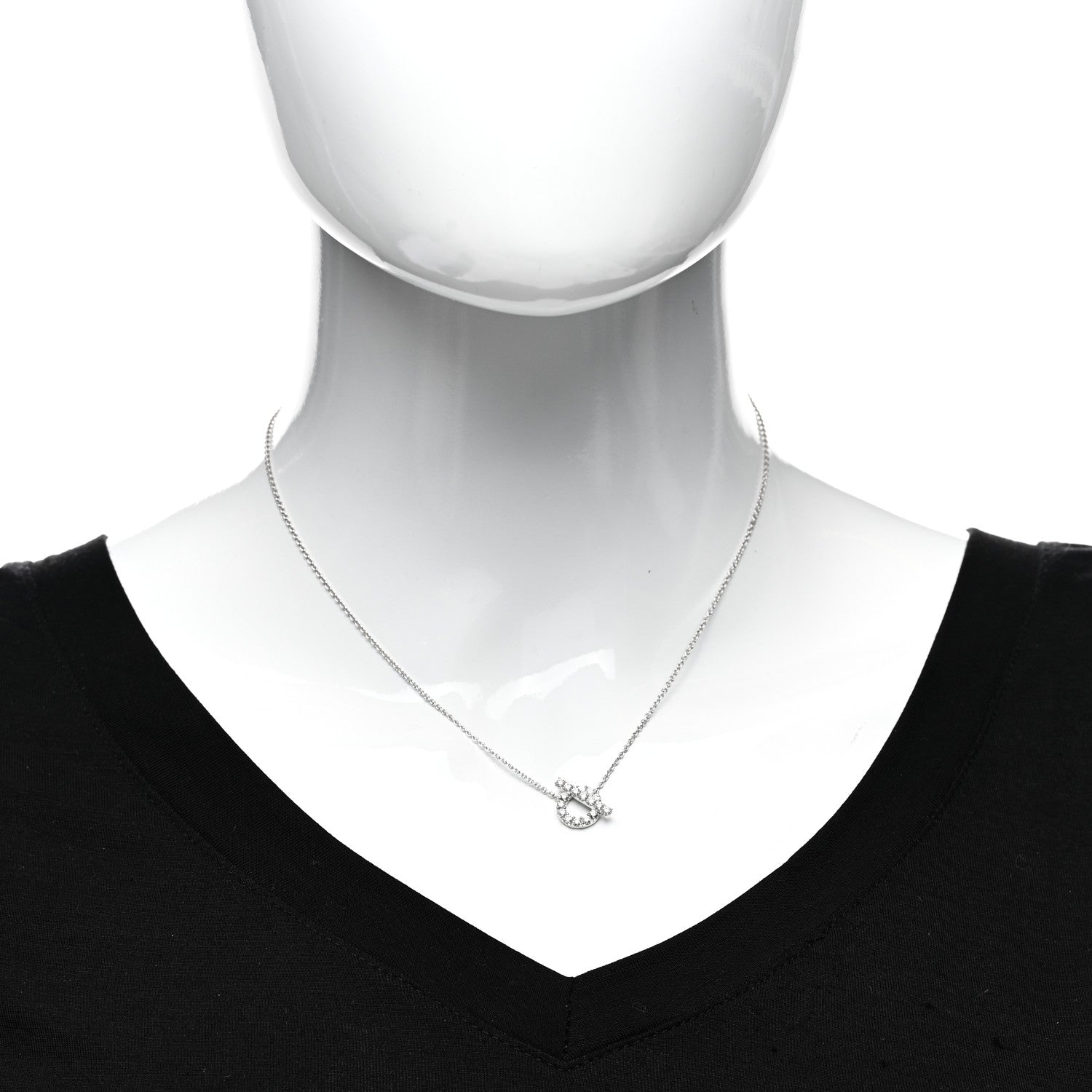 Hermes 18K White Gold Diamond Finesse Pendant Necklace 2 of 5
