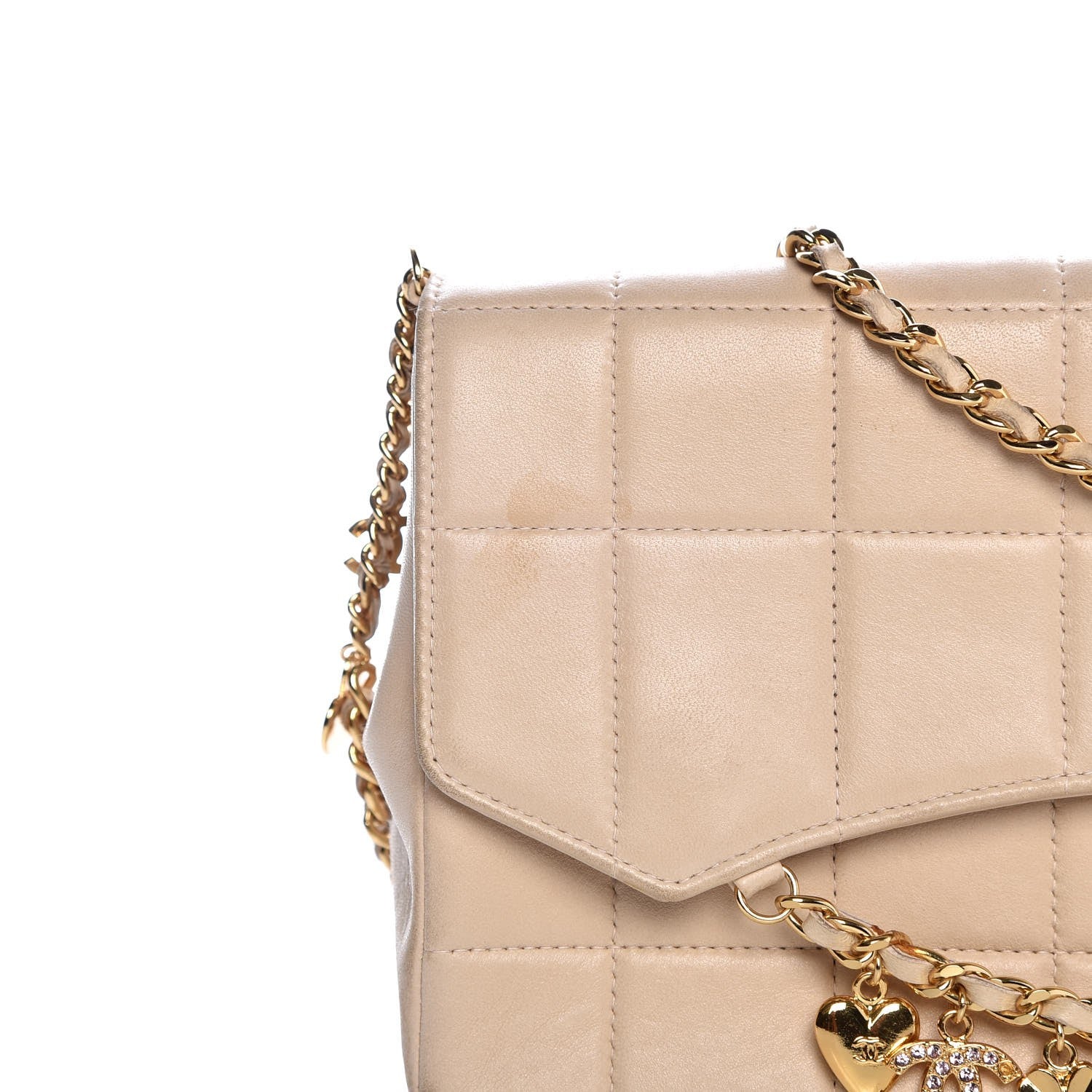 Chanel Lambskin Quilted Crystal Chocolate Bar Charm Flap Beige 32 of 32