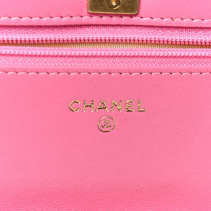 Chanel Lambskin Quilted CC Pearl Crush Wallet on Chain WOC Pink 6 of 18